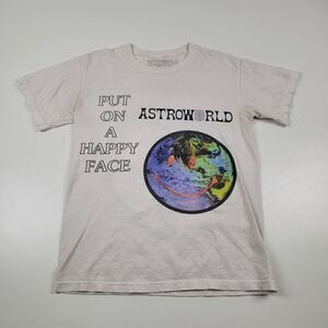 Astroworld Travis Scott Merch Down to Earth White Tshirt‎ size Small Shor…